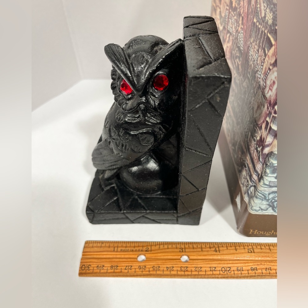 VINTAGE STONE BLACK OWL BOOK ENDS - Picture 6 of 16